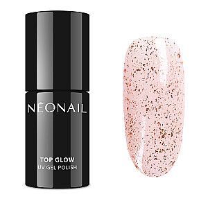 NEONAIL Top Glow Rose Gold Flakes top hibridas 7,2 ml