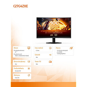 C27G4ZXE Монитор 27 дюймов, изогнутый, Fast VA, 280 Гц, HDMIx2 DP