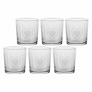 Komplektā 6 glāzes ar biezu dibenu Babila Heart - caurspīdīgas, 350 ml