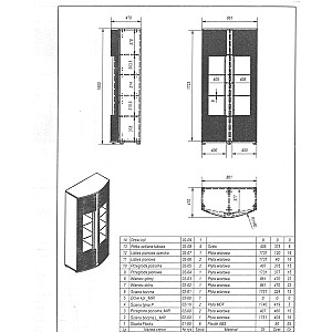 Cama 2D vitrīna MICHELLE 86x35-47xH180 melns/vikingu ozols