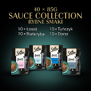 SHEBA Sauce Collection Zivju garšu kolekcija - mitrā kaķu barība - 40x85 g