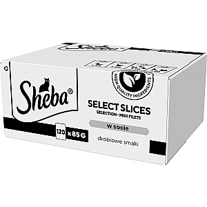 SHEBA Select Slices mājputnu gaļas garša - mitrā kaķu barība - 120 x 85g