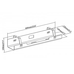 Kanał stalowy do organizacji kabli / listew zasilających pod biurkiem, z uchwytami, montaż śruby, 60cm, czarny