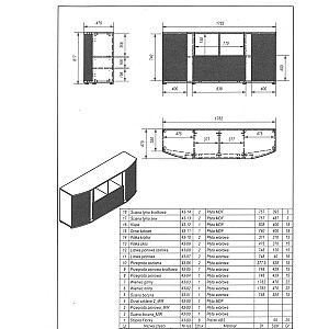 Kumode Cama MICHELLE 178x35-47xH82 melns/Viking ozols