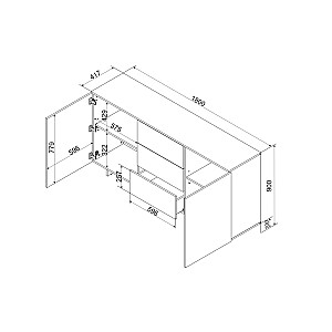 Kumode Cama 2D3S ALMA 180x41.5xH90 kašmira