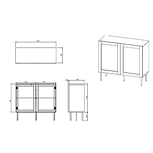 JUTA 2D kumode 100x39,5x90 melna + Calabria linols