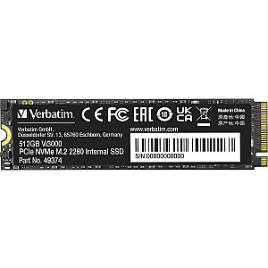 Verbatim Vi3000 512 GB M.2 2280 PCI-E x4 Gen4 NVMe SSD (49374)