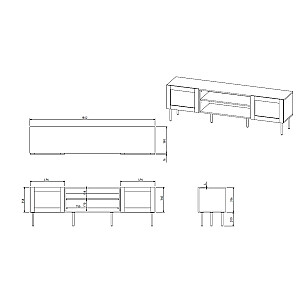 RTV шкаф JUTA 180x39.5x55.5 черный + линол Калабрия