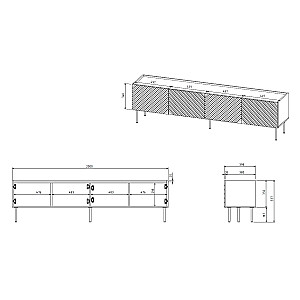 4D RTV skapis ONDA 200x40x35-54 melns (grīdai vai sienai)