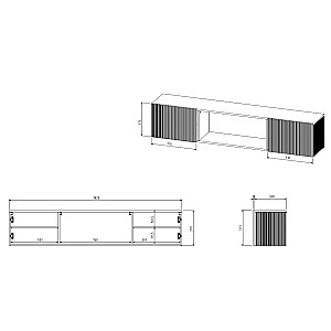 Cama RTV skapis ROTA 183x35x37 balts matēts + melns kamīns