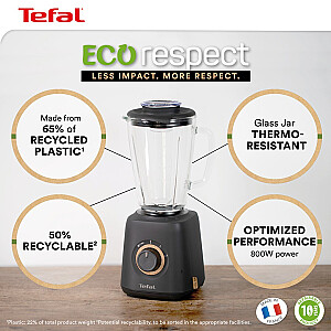 Tefal Eco Respect BL46EN 1,25 l blenderis uz galda, 800 W, melns