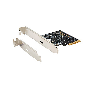 IO Exsys PCIe3.0 x4 1xUSB Type-C 3.2 Gen2x2 (EX-12011) LP iesk. zema profila kronšteins