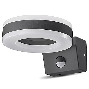 LED lampa Maclean, piestiprināma pie sienas, ar PIR sensoru, PC+ALU, 20 W, 1700 lm, IP65, neitrāla balta 4000 K, pelēka, MCE365