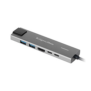 Адаптер USB Type-C на HDMI/2x USB3.0/2x USB Type-C/RJ45 (концентратор)