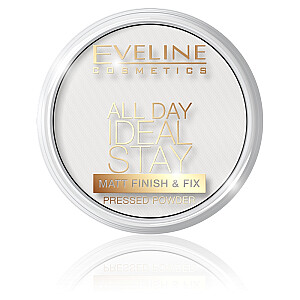 EVELINE All Day Ideal Stay Matt Finish&Fix Pressed Powder matējošais un fiksējošs sejas pūderis 60 Balts 12g