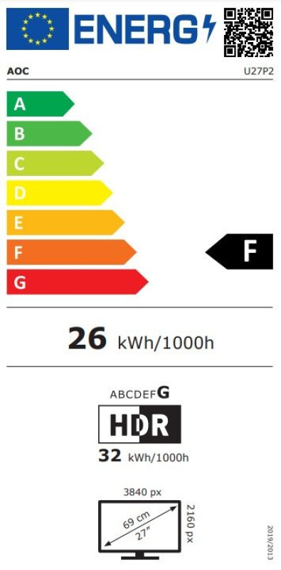 AOC P2 U27P2 68,6 cm (27 collu) LED displejs, 3840 x 2160 pikseļi, 4K Ultra HD, melns