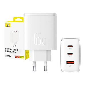 Baseus OS-Cube Pro 2xUSB-C + USB lādētājs, 65W (balts)