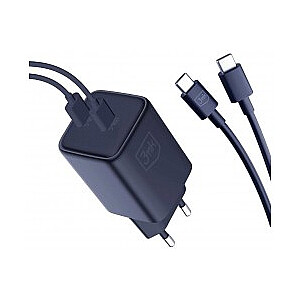 3mk Hyper Charger PD 45W Black+2 Kable USB-C/C