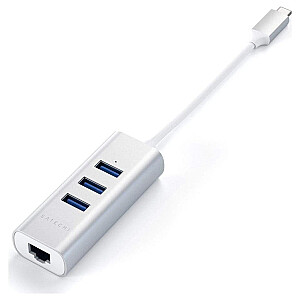 Satechi Aluminium 2 w 1 - USB-C (3x USB-A, Ethernet) (серебряный)