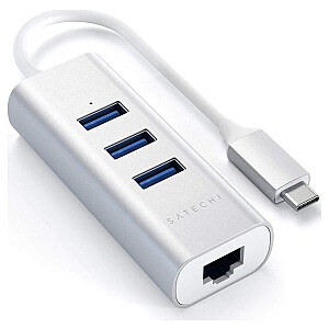 Satechi Aluminium 2 w 1 - USB-C (3x USB-A, Ethernet) (серебряный)