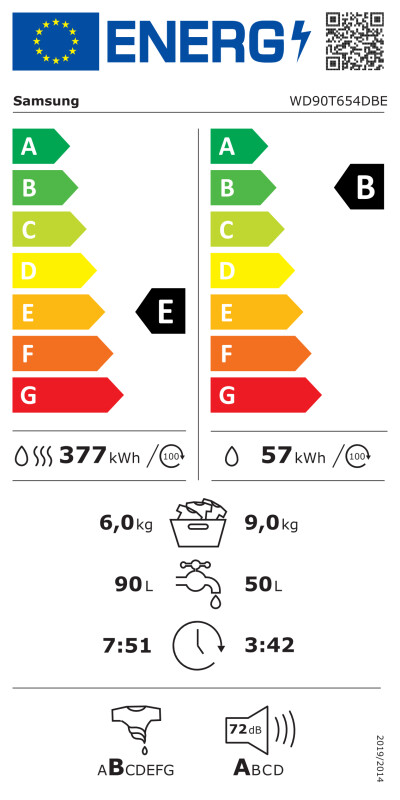 Skalbimo mašina Samsung WD90T654DBE/ S7