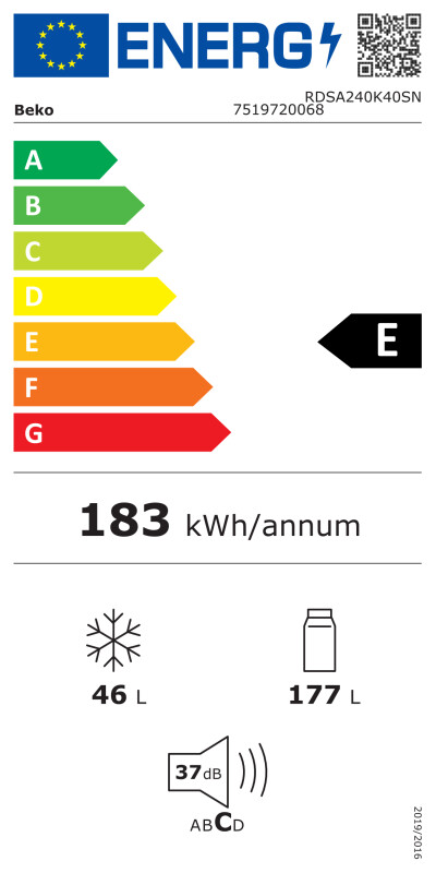 Ledusskapis BEKO RDSA240K40SN