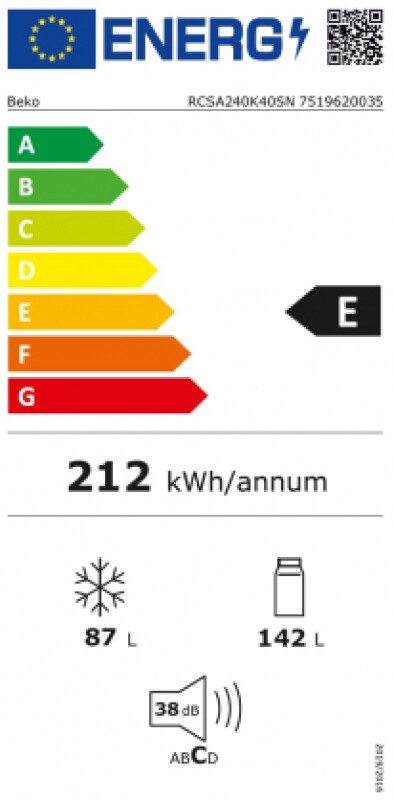 Ledusskapis BEKO RCSA240K40WN