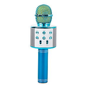 Goodbuy karaoke mikrofons ar iebūvētu bluetooth skaļruni | 3W | aux | balss modulators | USB | Micro SD zils