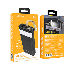 Borofone BJ18 COOLMY power banka 20000 mAh | 2 x USB melna