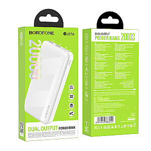 Borofone Power Bank 20000mAh BJ27A Pindar - 2xUSB - balts