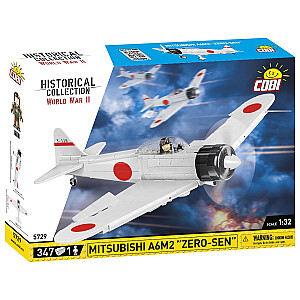 COBI 5729 Vēsturiskā kolekcija Otrā pasaules kara lidmašīna Mitsubishi A6M2 "ZERO-SEN" 347 cc