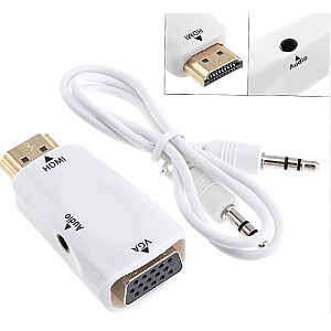 Конвертер видеосигнала HDMI в VGA (+аудио) белый