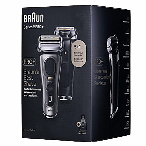 Braun Series 9 Pro+ 9565cc mitrais/sausais skuveklis, trimmeris, metālisks