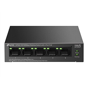 TP-LINK LS105LP 5-Port 10/100 Mbps Desktop Switch with 4-Port PoE