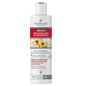 FLOSLEK Arnica micelinis skystis, skirtas makiažo šalinimui nuo kraujagyslinės odos 225ml