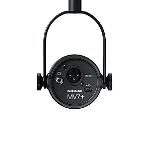 Shure MV7+-K-BNDL — lekciju/vokālais mikrofons ar XLR/USB-C savienotāju, melns + GATOR galda statīvs