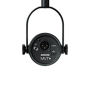 Shure MV7+-K lekciju/vokālais mikrofons ar XLR/USB-C savienotāju, melns