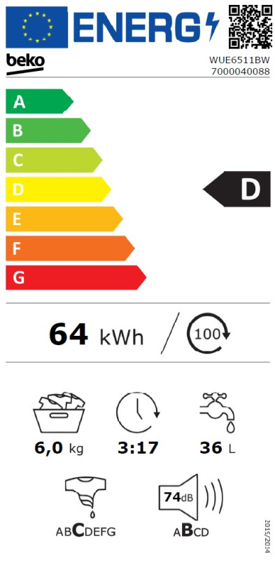 Veļas mašīna Beko WUE6511BW