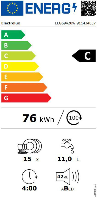 Iebūvējamā trauku mazgājamā mašīna Electrolux EEG69420W