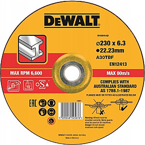 Dewalt tērauda griešanas disks 230 x 6,0 mm.