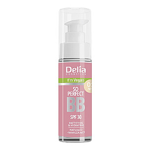 DELIA So Perfect Vegan BB krēms sejai ar SPF30 filtru 01 Light 30ml