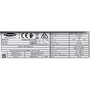 Strāvas adapteris/invertors Fronius Symo 4.5-3-M iekštelpās 4500 W Melns, pelēks