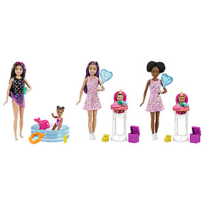 Barbie Skipper Babysitters Inc. leļļu un aksesuāru sortiments.