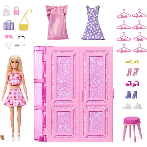 Mattel Barbie Dream Garderobe ar drēbēm Skapis 3.0 + lelle Bārbija + aksesuāri (HXD58)