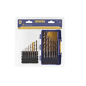 IRWIN KOMPLEKTS 15 gab. HSS TiS 1,5 mm, 2 mm, 3,5 mm, 4 mm, 4,5 mm, 5 mm, 5,5 mm, 6 mm, 6,5 mm, 7 mm, 8 mm, 9 mm, 10 m