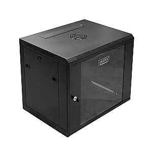 Настенный сетевой шкаф 19&quot; 9U rack 600x450, дверная панель, черный, до, сложенный, 60 кг