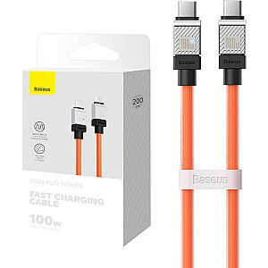 USB kabelis Baseus USB-C uz USB-C, 2 m, oranžs (CAKW000307)