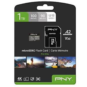 PNY PRO Elite microSDXC 1 TB + SD adapteris