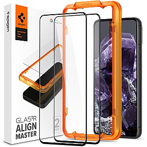 Spigen Alm Glass FC iPhone 15 Pro Max 6,7" 2 gab. rūdīta stikla melns rāmis AGL06875