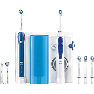 Oral-B Pro 2 2000 CrossAction rotācijas zobu birste, tumši zila + skābekļa strūklas irigators